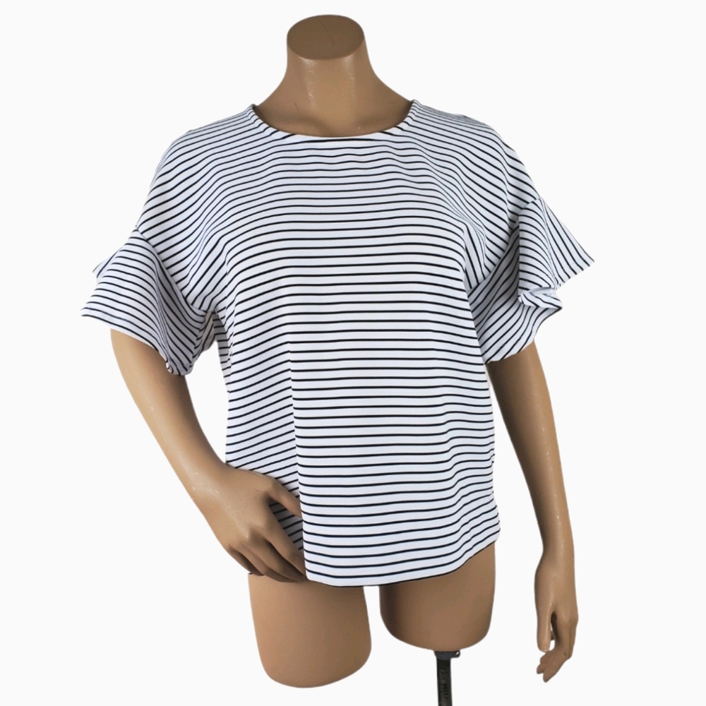 Rose & Olive striped ruffle sleeve blouse XL